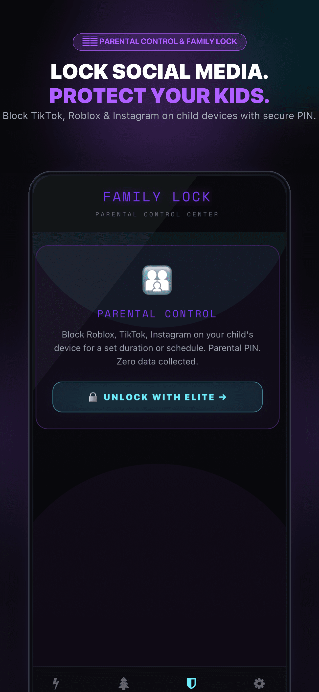 FocusLock Family Lock Parental PIN screen